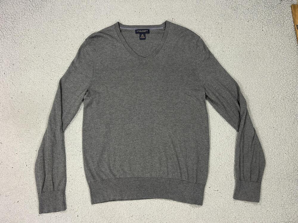 Banana Republic Sweater Mens Medium Gray Silk Cotton Cashmere V Neck Pullover